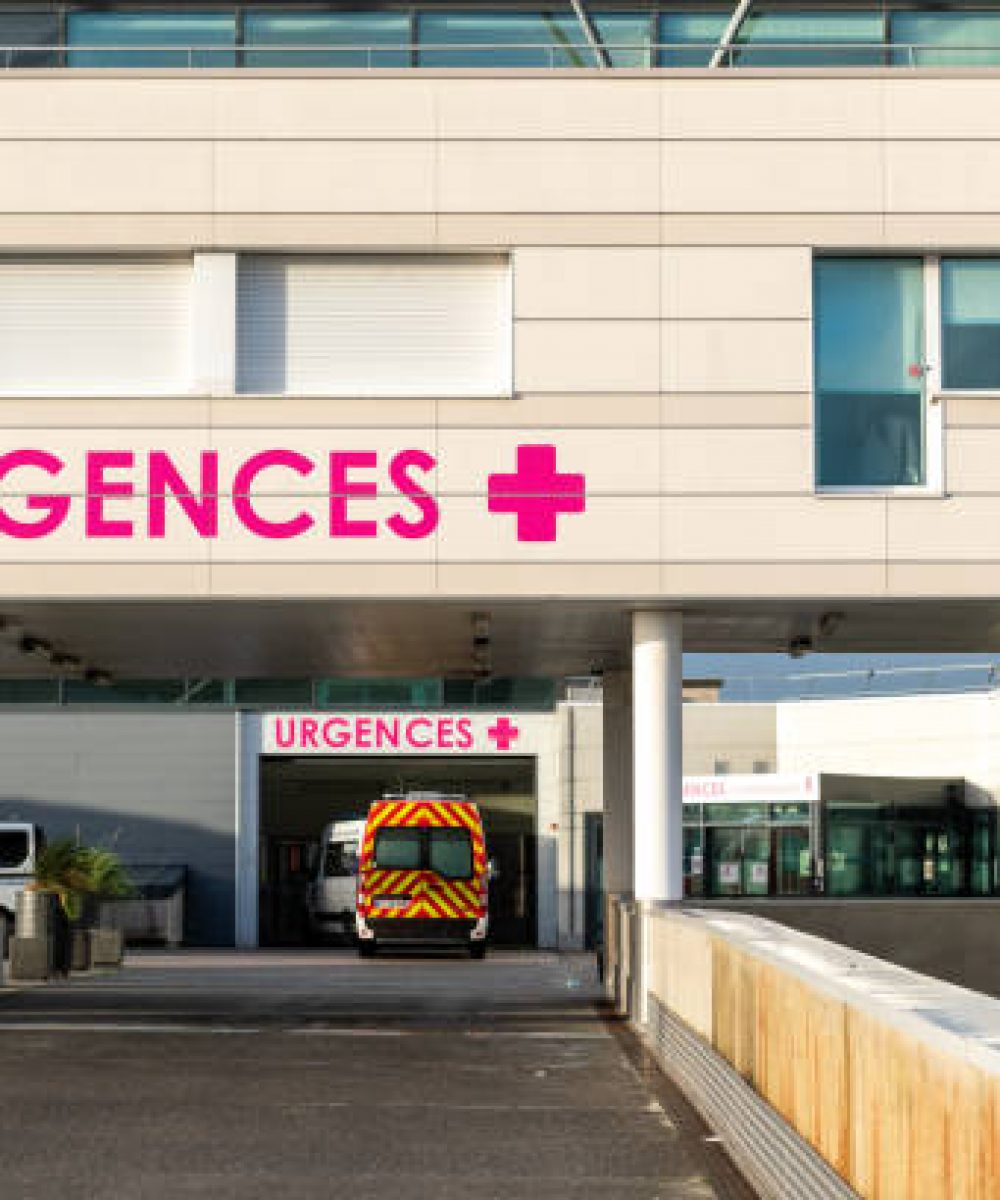 Calais, France – December 17, 2020 : Emergency service Calais Hospital Calais, France - December 17, 2020 : Emergency service Calais Hospital